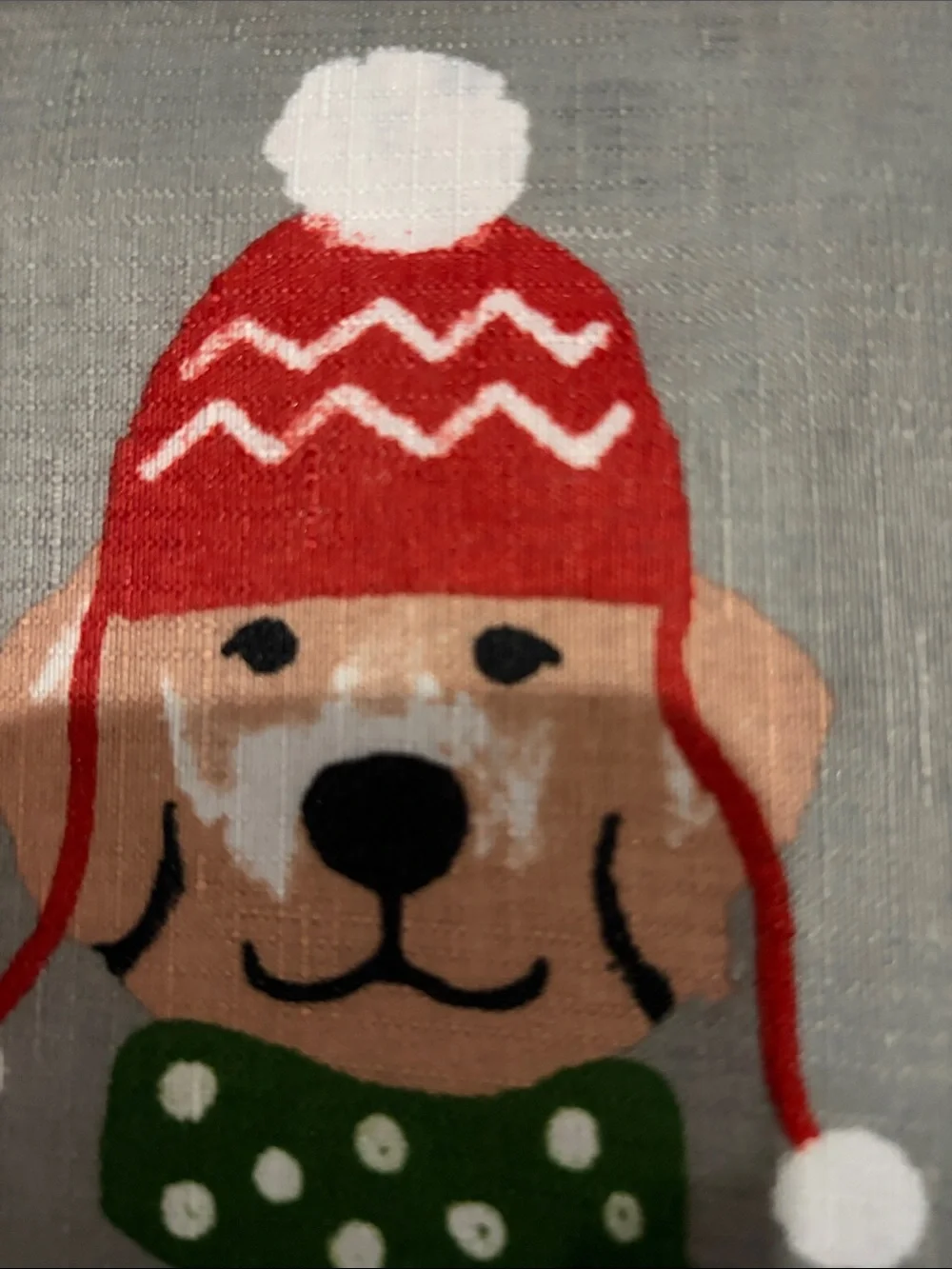 Gray Holiday Dog Print Fabric Shower Curtain